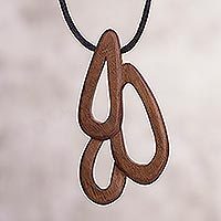 Wood pendant necklace,