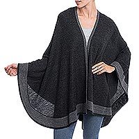 Alpaca and silk blend ruana,
