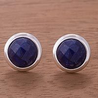 Sodalite button earrings,