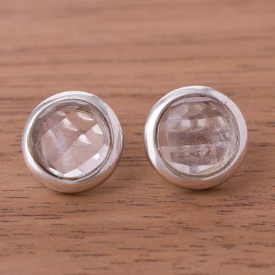 Quartz button earrings, Circular Treasures