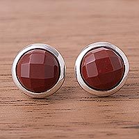 Jasper button earrings,