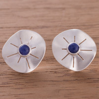 Sodalite button earrings,