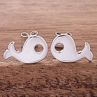Sterling silver button earrings,