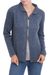 Alpaca blend cardigan, 'Paisley Elegance in Azure' - Alpaca Blend Cardigan with Azure Paisley Motifs from Peru thumbail