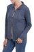 Alpaca blend cardigan, 'Paisley Elegance in Azure' - Alpaca Blend Cardigan with Azure Paisley Motifs from Peru (image 2b) thumbail