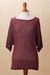 Cotton blend pullover, 'Open Elegance in Wine' - Knit Cotton Blend Pullover in Wine from Peru thumbail