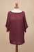 Cotton blend pullover, 'Wine Zigzag' - Zigzag Patterned Cotton Blend Pullover in Wine from Peru thumbail