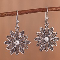 Sterling silver filigree dangle earrings,