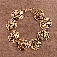Gold plated sterling silver filigree link bracelet,