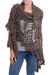 Alpaca blend shawl, 'Majesty of the Andes' - Crocheted Alpaca Blend Shawl in Coffee from Peru thumbail