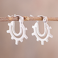 Sterling silver hoop earrings, 'Gleaming Sunrise' - High-Polish Sterling Silver Hoop Earrings Crafted in Peru