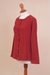 Pima cotton cardigan, 'Everyday in Crimson' - Knit Pima Cotton Cardigan in Crimson from Peru (image 2d) thumbail