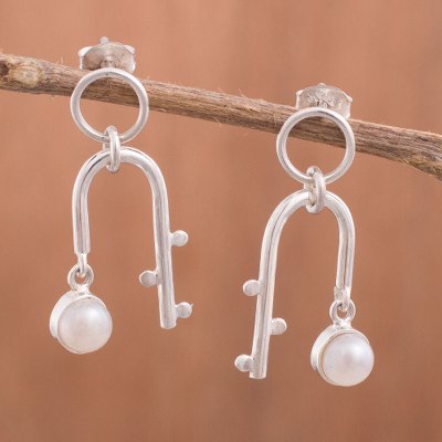 Cultured pearl dangle earrings, Quinoa Arches