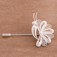 Sterling silver filigree stickpin,