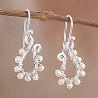 Cultured pearl dangle earrings, 'Heaven's Treasure' - Silver and Cultured Pearl Dangle Earrings from Peru