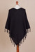 Alpaca blend poncho, 'Night Thrills' - Knit Alpaca Blend Poncho in Black from Peru (image 2c) thumbail