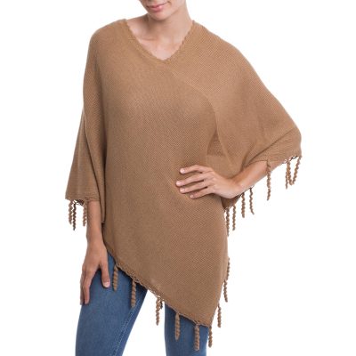 Alpaca blend poncho, Cocoa Swirls