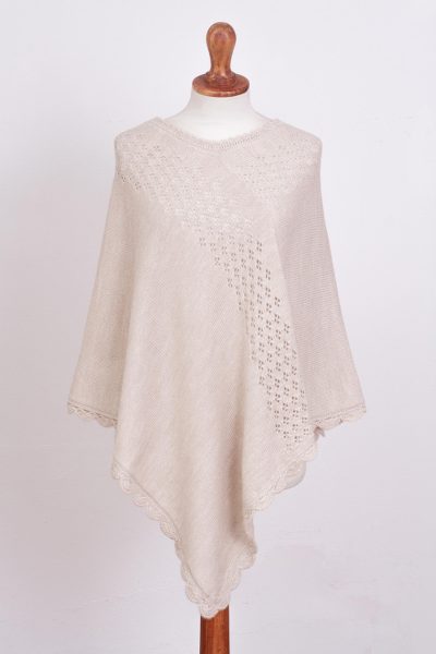 Alpaca blend poncho, Snow Showers