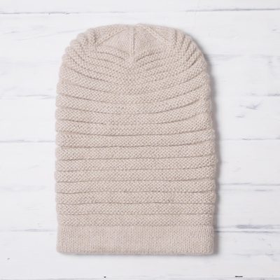 Alpaca blend knit hat, Layers in Ivory