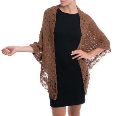 Alpaca blend shawl, Burnt Sienna Lace