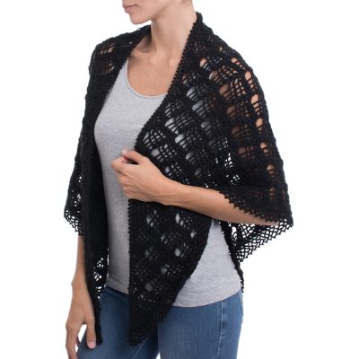 Alpaca blend shawl, Night Fun