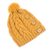 Alpaca blend knit cap, 'Cheery Hug in Yellow' - Yellow Alpaca Blend Buttons and Pompom Cabled Hand Knit Cap thumbail