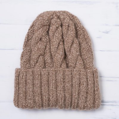 Alpaca blend knit cap, Salted Caramel