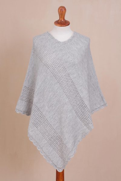 Alpaca blend poncho, Smoky Moon