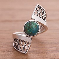 Chrysocolla filigree cocktail ring,