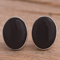 Obsidian clip-on earrings,