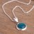 Chrysocolla pendant necklace, 'Ocean Portal' - Round Chrysocolla and Sterling Silver Pendant Necklace (image 2b) thumbail
