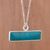 Chrysocolla pendant necklace, 'Sea Bar' - Modern Chrysocolla and Sterling Silver Bar Pendant Necklace thumbail