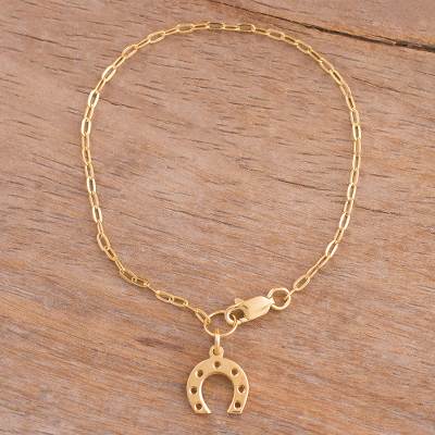 Gold plated sterling silver chain bracelet, Good Luck Shoe
