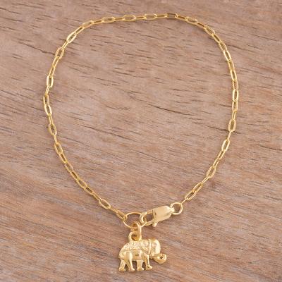 Gold plated sterling silver chain bracelet, Glamorous Elephant