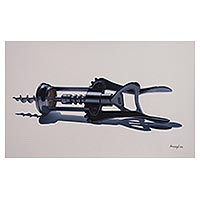 'Corkscrew' - Signed Realist Painting of a Corkscrew from Peru