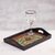 Reverse-painted glass tray, 'Lovely Medallion in Black' (7 in.) - Reverse-Painted Glass Tray in Black from Peru (7 in.) (image 2b) thumbail