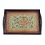 Reverse-painted glass tray, 'Lovely Medallion in Black' (7 in.) - Reverse-Painted Glass Tray in Black from Peru (7 in.) (image 2c) thumbail