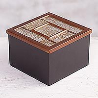 Reverse painted glass decorative box,