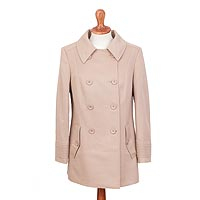 Alpaca blend coat, 'Latte Dream' - Caramel Alpaca Blend Tailored Coat with Top-Stitching Detail
