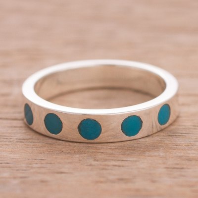 Chrysocolla band ring, Cardinal Dots