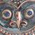 Copper and gemstone wall art, 'Ceremonial Owl' - Green Patina and Polished Copper and Bronze Owl Wall Art (image 2e) thumbail