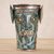 Copper decorative vase, 'Feline Deity' - Green Patina and Polished Copper and Bronze Decorative Vase thumbail
