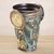 Copper decorative vase, 'Feline Deity' - Green Patina and Polished Copper and Bronze Decorative Vase (image 2b) thumbail
