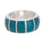Chrysocolla band ring, 'Ocean Bars' - Chrysocolla and Sterling Silver Band Ring from Peru (image 2a) thumbail