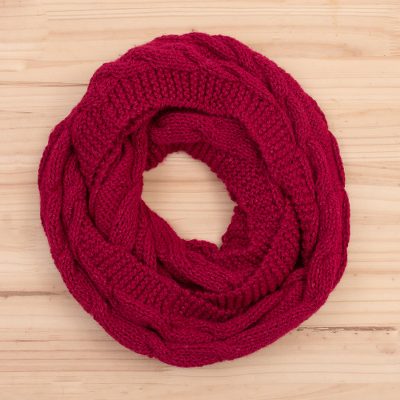 Knit infinity scarf, Cherry Twist