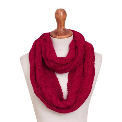 Knit infinity scarf, Cherry Twist