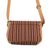 Leather accent wool blend sling, 'Woven Sophistication' - Honey Brown Striped Wool Blend Leather Accent Shoulder Bag (image 2b) thumbail