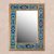 Reverse-painted glass mirror, 'Blue Fascination' - Reverse-Painted Glass Wall Mirror in Blue from Peru thumbail