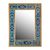 Reverse-painted glass mirror, 'Blue Fascination' - Reverse-Painted Glass Wall Mirror in Blue from Peru (image 2a) thumbail