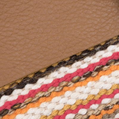 Leather accent cotton blend clutch, 'Andean Valley Sunset' - Colorful Stripe Handwoven Cotton Blend Leather Accent Clutch